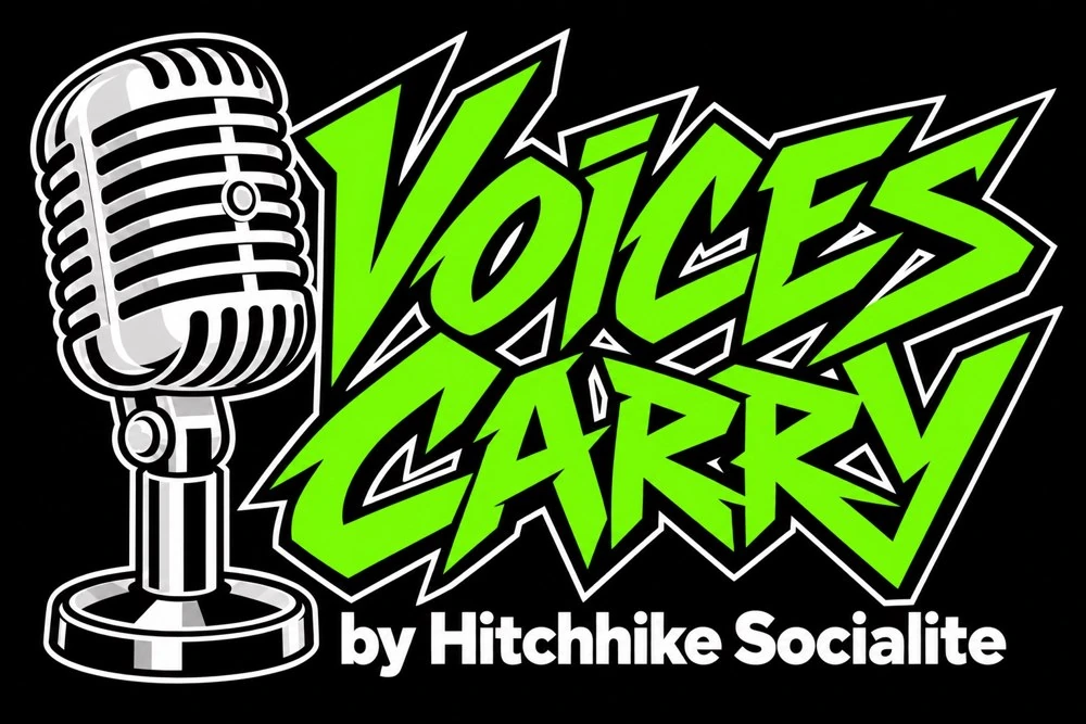 Voices Carry by Hitchhike Socialite graffiti logo